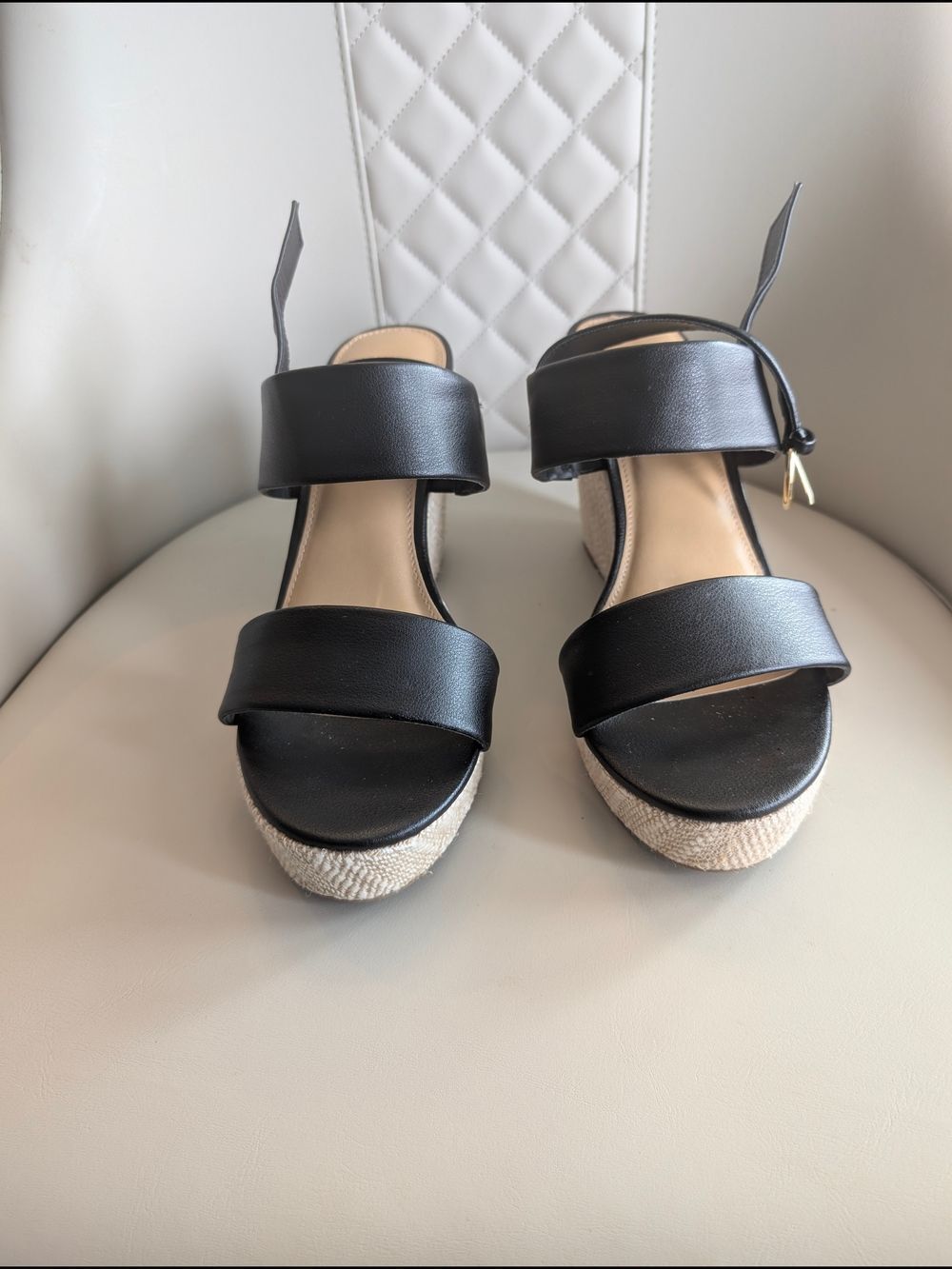 Lauren Conrad Sz10 Black Platform Espadrille Sandals Classic Summer Chunky Style